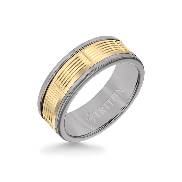 Triton Tungsten Carbide and 14K Gold Wedding Band Ring