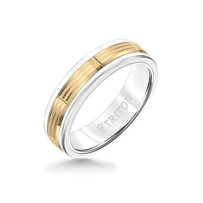 Triton Tungsten Carbide and 14K Gold Wedding Band Ring