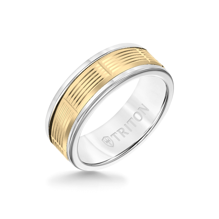 Triton Tungsten Carbide and 14K Gold Wedding Band Ring