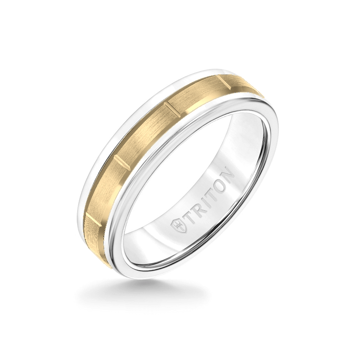 Triton Tungsten Carbide and 14K Gold Wedding Band Ring
