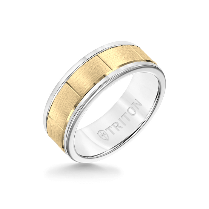Triton Tungsten Carbide and 14K Gold Wedding Band Ring