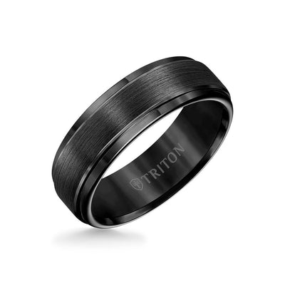 7MM Tungsten Carbide Ring - Brushed Finish and Step Edge