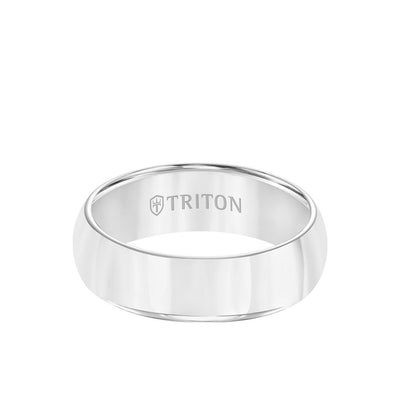 7MM Tungsten Carbide Ring - Bright Finish Domed Center and Round Edge