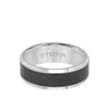 8MM Black Ceramic Inlay Ring with Tungsten Bevel Edge