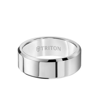 8MM Tungsten Carbide Ring - Bright Finish and Bevel Edge