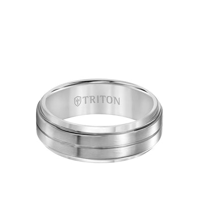 8MM Titanium Ring - Horizontal Center Cut and Step Edge
