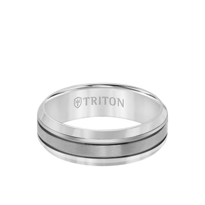 7MM Titanium Ring - Brushed Center and Round Edge