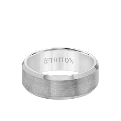 10MM Tungsten Carbide Ring - Satin Center and Bevel Edge