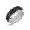 9MM Tungsten Carbide Ring - Black Brushed Center and Bevel Edge