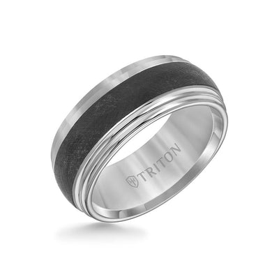 9MM Tungsten Carbide Ring - Domed Florentine Center and Step Edge