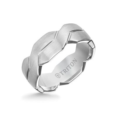 8MM Tungsten Carbide Ring - Woven Pattern