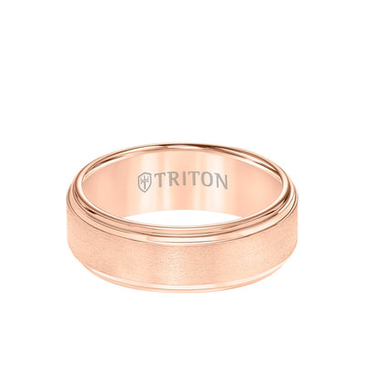 8MM Tungsten Carbide Ring - Satin Center and Double Step Edge