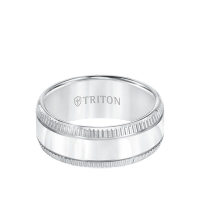 9MM Tungsten Carbide Ring - Flat Bright Center and Coin Edge