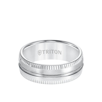 8MM Tungsten Carbide Ring - Horizontal Center Lines and Coin Edge