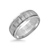 8MM Tungsten Carbide Ring - Brushed Faceted Center and Round Edge