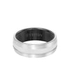 8MM Tungsten Carbide Ring - Domed Two Tone and Bevel Edge