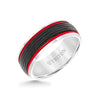 8MM Tungsten Carbide Ring - Ribbed Center Stripe and Bevel Edge