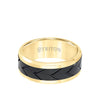 8MM Tungsten Carbide Ring - Black Tire Tread Center and Bevel Edge