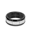 9MM Tungsten Carbide Ring - Grey Sandblasted Distressed Center and Bevel Edge