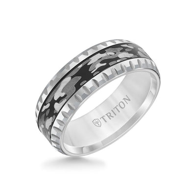 8MM Tungsten Carbide Ring - Camo Pattern and Round Edge