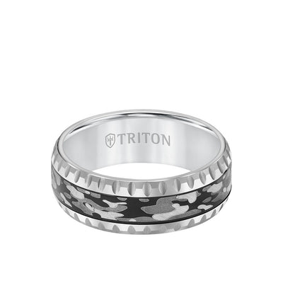 8MM Tungsten Carbide Ring - Camo Pattern and Round Edge