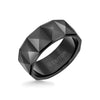 9MM Tungsten Carbide Ring - Faceted Pyramid Pattern and Round Edge