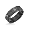 7MM Tungsten Carbide Ring - Faceted Pyramid Center and Round Edge