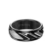 8MM Tungsten Carbide Ring - Damascus Steel with Bevel Edge