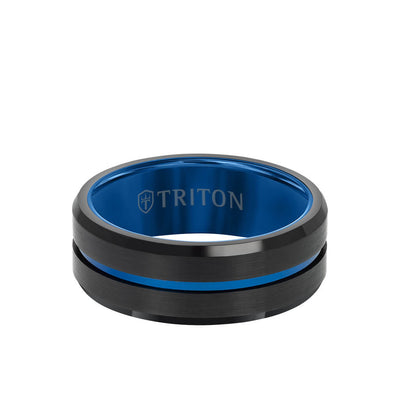 8MM Tungsten Carbide Ring - Satin Finish Center with Center Line