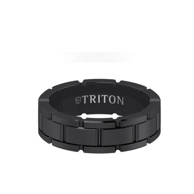 7MM Tungsten Black DLC Ring - T-Link Design