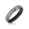 4MM Black Tungsten Carbide Ring - Meteorite Low Dome with Flat Edge