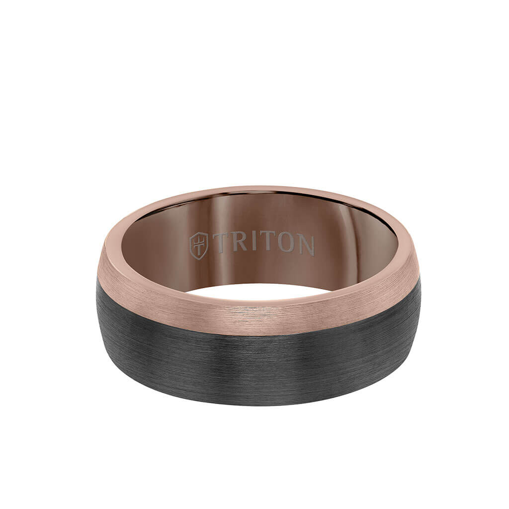 8MM Espresso Tungsten Carbide Ring - Color Blocking and Dome Shape - Triton  Jewelry