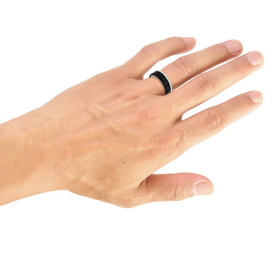 7MM Titanium & Forged Carbon  Ring - Flat Profile and Asymmetrical Channel