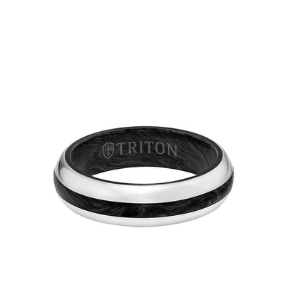 6MM Titanium & Forged Carbon Ring - Dome Profile and Center Channel