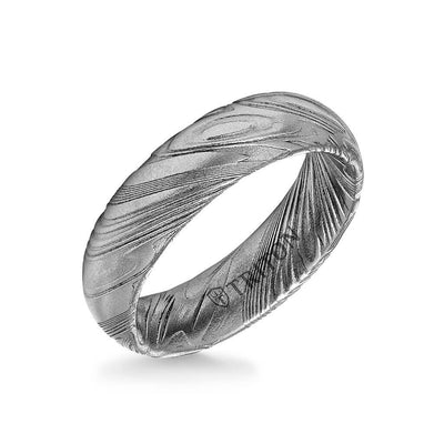 6MM Solid Damascus Steel Ring - Dome Profile