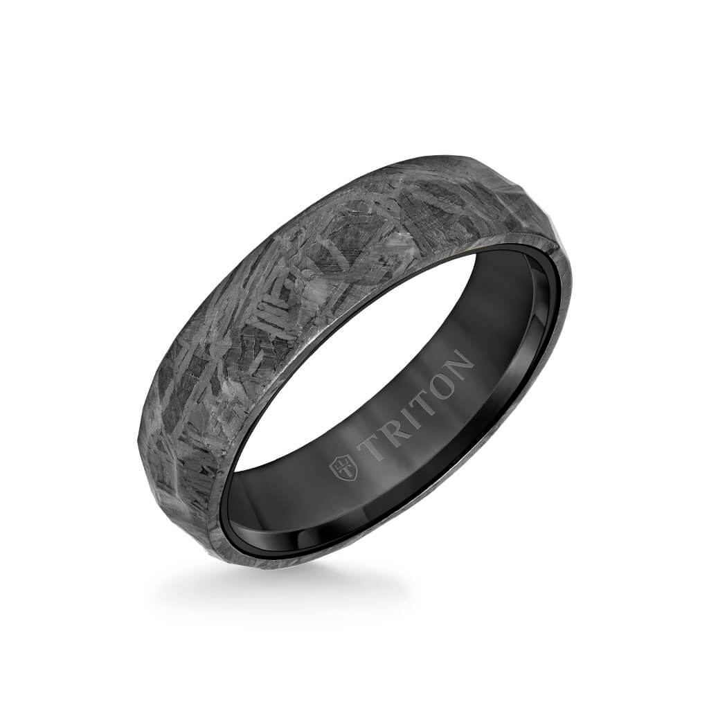 Amazon.com: Authentic 8mm Wide Meteorite Wedding Band with Cobalt Chrome  Sleeve - Genuine Gibeon Meteorite Rings : Handmade Products