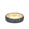 6MM Meteorite + 14K Gold Ring with Hammered Meteorite Edge to Edge