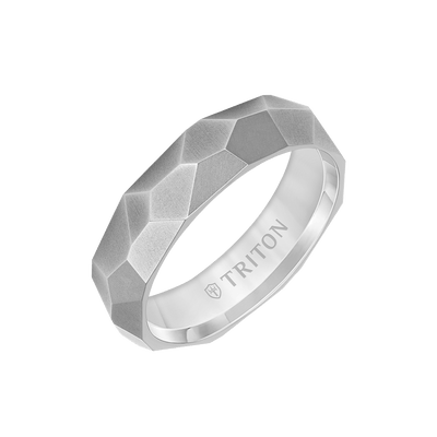 6MM Titanium Ring with Faceted Brushed Finish