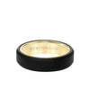 6MM Tungsten RAW Black DLC + 14K Yellow Gold Ring - Soft Sand Finish and Bevel Edge