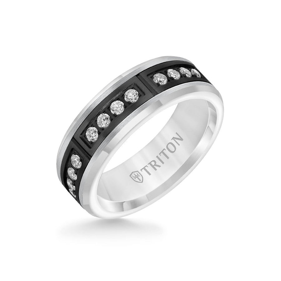 7MM Ring - Diamonds Set In Channel with Bevel Edge