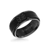 9MM Black Tungsten Carbide Ring - Black Sapphires & Step Edge