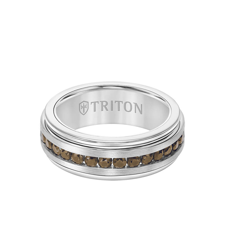 Tungsten and Sapphire Mens Ring