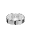 8MM Tungsten Black Sapphire Ring - Vertical Channel Set Silver Satin Finish and Bevel Edge