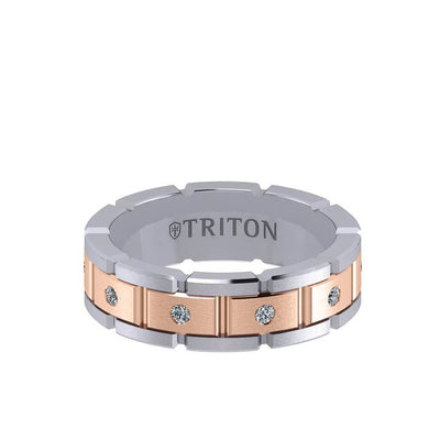 7MM 14K Gold Eternity Diamond Ring - T-Link Design
