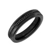 5MM Tungsten Carbide Ring - Ceramic Inlay with Eternity Black Sapphires and Broken Edge