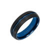 Mens 6.5MM Black & Blue Tungsten Ring