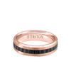 6MM 14k Gold Ring + Black Titanium Accordion Inlay with Bevel Edge
