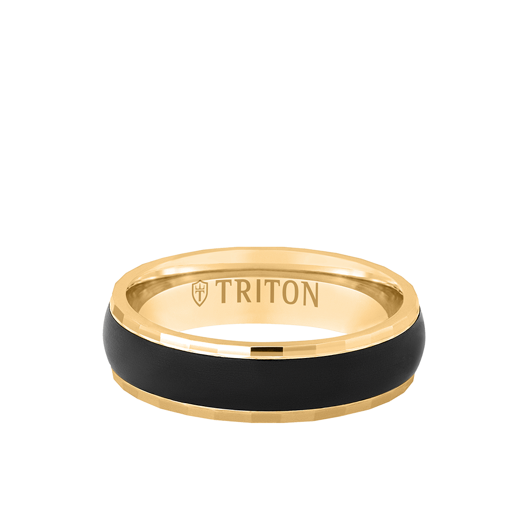 Elysium NYX 7mm | Men's Ring | Black Diamond Ring & Gold Inlay