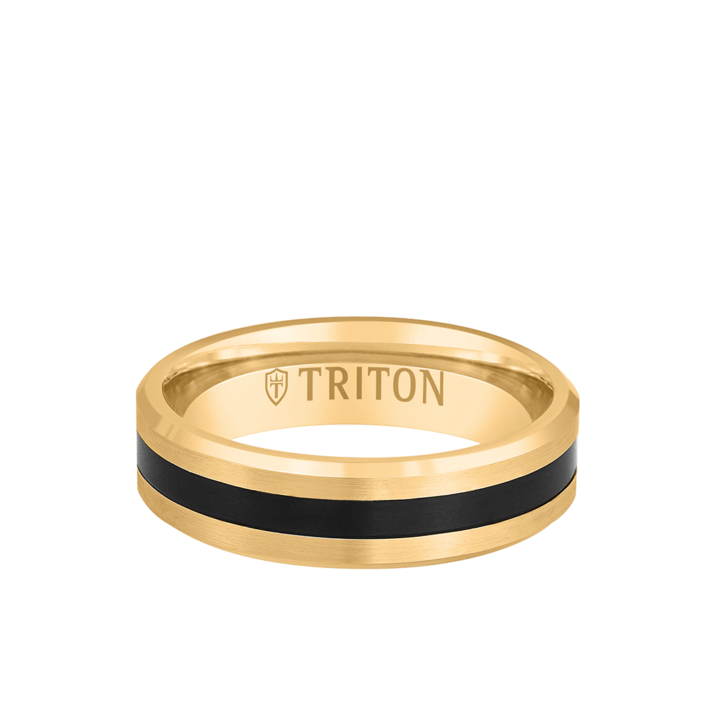 Thin 14K Gold Ring 6mm Tungsten Whiskey Barrel Ring Mens Wedding Band –  Pillar Styles