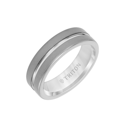 Mens 7MM Grey Tungsten Ring
